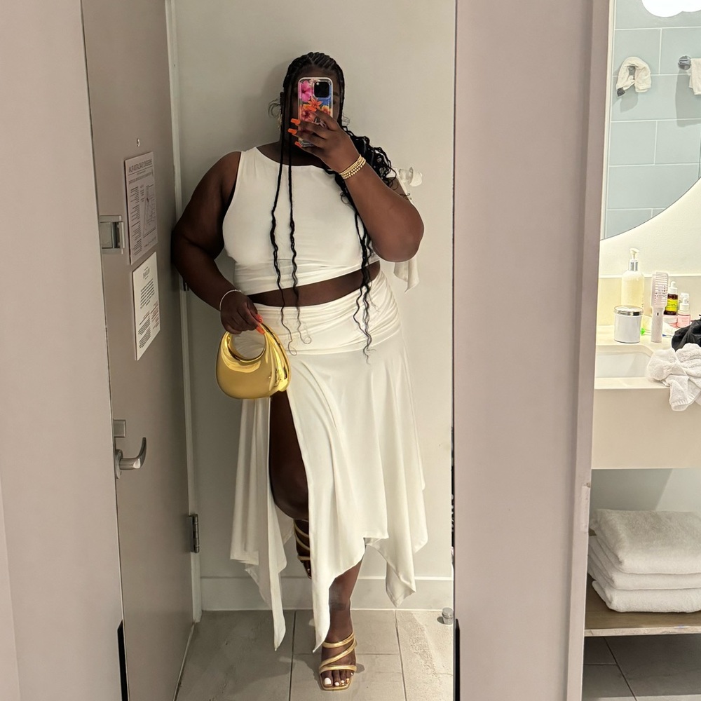 shein white 2pc skirt set